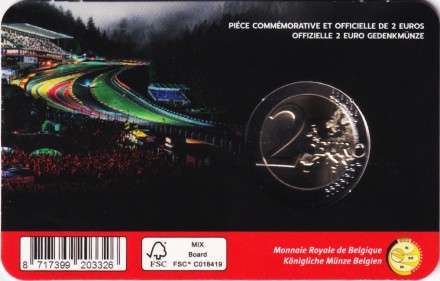 Монета 2 евро. 2025 год, Бельгия. Автодром Спа-Франкоршам. (Надпись: Belgie).