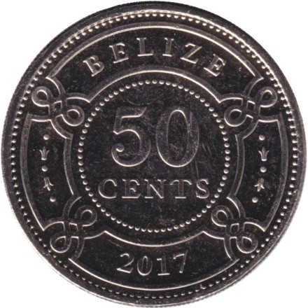 Монета 50 центов. 2017 год, Белиз. Монета 50 центов. 2017 год, Белиз.