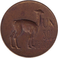 Монета 1 соль. 1968 год, Перу. Лама. Монета 1 соль. 1968 год, Перу. Лама.