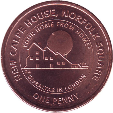 Монета 1 пенни. 2018 год (ВA), Гибралтар. Дом Гибралтара в Лондоне.