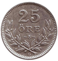 Монета 25 эре. 1937 год, Швеция. (Большая "G"). Монета 25 эре. 1937 год, Швеция. (Большая "G").