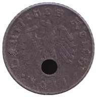 Монета 5 рейхспфеннигов. 1941 год, Германия (Третий Рейх). (E). Монета 5 рейхспфеннигов. 1941 год, Германия (Третий Рейх). (E).