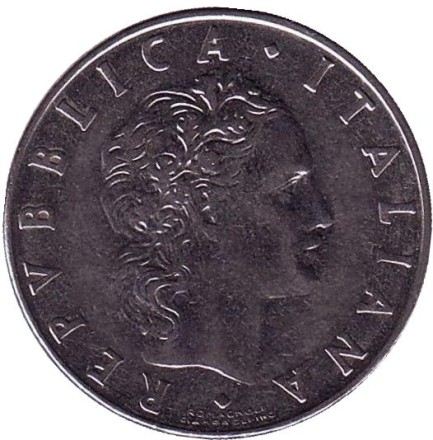 Монета 50 лир. 1980 год, Италия. Бог огня Вулкан у наковальни. Монета 50 лир. 1980 год, Италия. Бог огня Вулкан у наковальни.