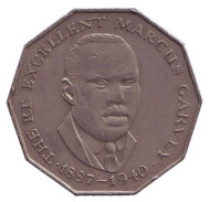 Монета 50 центов. 1986 год, Ямайка. Маркус Гарви - национальный герой.