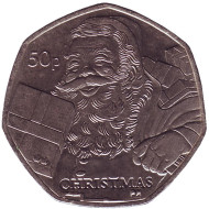 Монета 50 пенсов. 2011 год, Остров Мэн. Рождество. Монета 50 пенсов. 2011 год, Остров Мэн. Рождество.