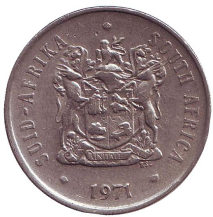 Монета 20 центов. 1971 год, ЮАР. Цветок протея.