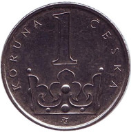 Монета 1 крона. 2015 год, Чехия. UNC. Монета 1 крона. 2015 год, Чехия. UNC.