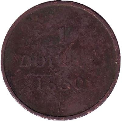 Монета 1 дубль. 1830 год, Гернси.