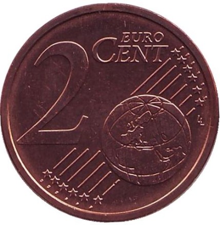 Монета 2 цента. 2003 год (G), Германия. Монета 2 цента. 2003 год (G), Германия.