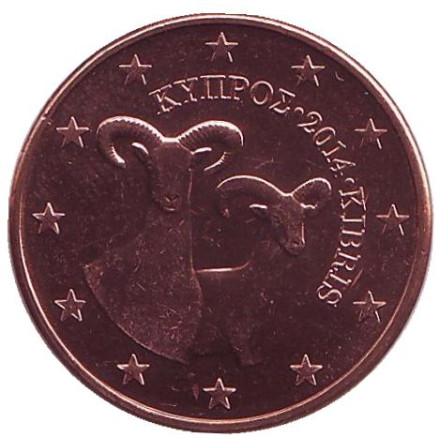 Монета 5 центов. 2014 год, Кипр.