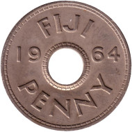 Монета 1 пенни. 1964 год, Фиджи. Монета 1 пенни. 1964 год, Фиджи.