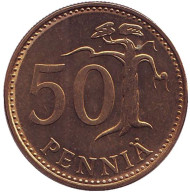 Монета 50 пенни. 1984 год, Финляндия. Монета 50 пенни. 1984 год, Финляндия.