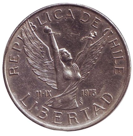 Монета 10 песо. 1978 год, Чили.