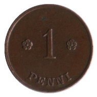 Монета 1 пенни. 1919 год, Финляндия. Монета 1 пенни. 1919 год, Финляндия.