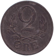 Монета 2 эре. 1947 год, Дания. Монета 2 эре. 1947 год, Дания.
