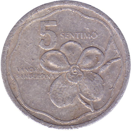 Монета 5 сентимо. 1989 год, Филиппины.