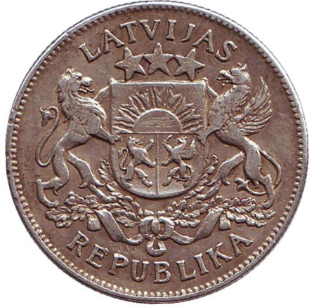 Монета 2 лата. 1925 год, Латвия. Монета 2 лата. 1925 год, Латвия.