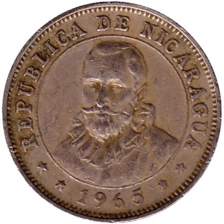 Монета 10 сентаво. 1965 год, Никарагуа. Монета 10 сентаво. 1965 год, Никарагуа.