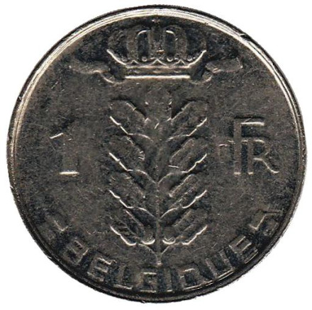 Монета 1 франк. 1988 год, Бельгия. (Belgique)