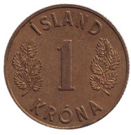 Монета 1 крона. 1962 год, Исландия. Монета 1 крона. 1962 год, Исландия.
