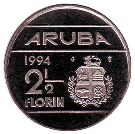 Монета 2,5 флорина. 1994 год, Аруба. UNC.
