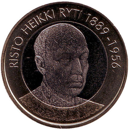 Монета 5 евро. 2017 год, Финляндия. Ристо Рюти. Президенты Финляндии.