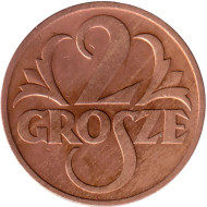 Монета 2 гроша. 1936 год, Польша. Монета 2 гроша. 1936 год, Польша.