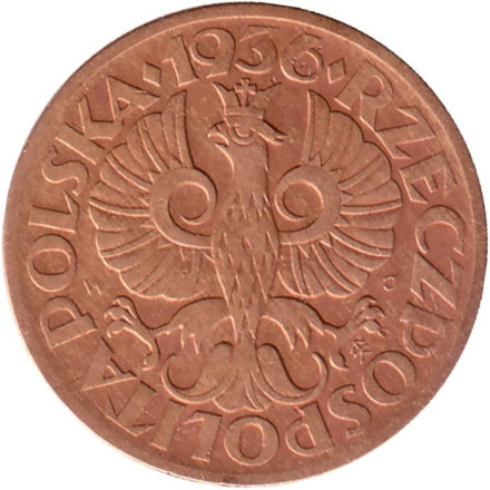 Монета 2 гроша. 1936 год, Польша. Монета 2 гроша. 1936 год, Польша.