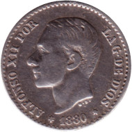 Монета 50 сентимо. 1880 год, Испания. Монета 50 сентимо. 1880 год, Испания.