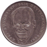 Монета 2 марки. 1994 год (A), ФРГ. Вилли Брандт.
