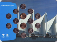 XXI Зимние Олимпийские игры 2010 года в Ванкувере. Набор монет в буклете (14 шт.), 2007 - 2010 гг., Канада.