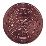 Монета 5 центов. 2011 год, Австрия. Монета 5 центов. 2011 год, Австрия.