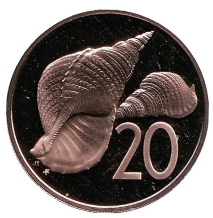 Монета 20 центов. 1979 год, Острова Кука. Ракушка.