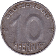 Монета 10 пфеннигов. 1953 (E) год, ГДР. Монета 10 пфеннигов. 1953 (E) год, ГДР.