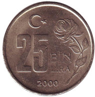 Монета 25000 лир. 2000 год, Турция. Монета 25000 лир. 2000 год, Турция.