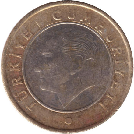Монета 1 лира. 2021 год, Турция.