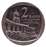 Монета 2 ранда. 2014 год, ЮАР. 100 лет Зданию Союза. Монета 2 ранда. 2014 год, ЮАР. 100 лет Зданию Союза.