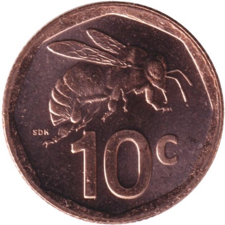 Монета 10 центов. 2023 год, Южная Африка.