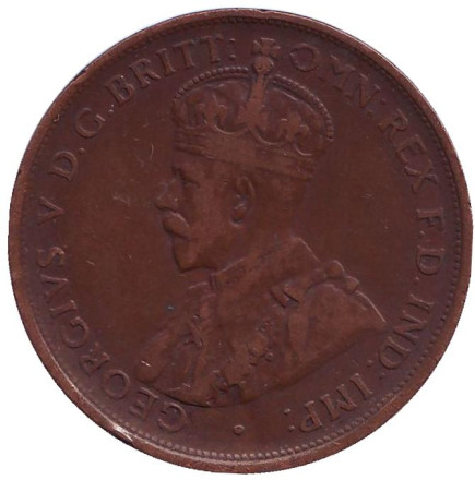 Монета 1 пенни. 1919 год, Австралия. (Точка под нижним свитком) Монета 1 пенни. 1919 год, Австралия. (Точка под нижним свитком)