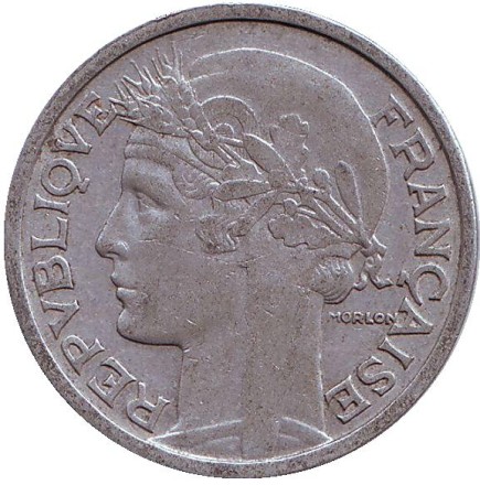 Монета 2 франка. 1946 год, Франция.