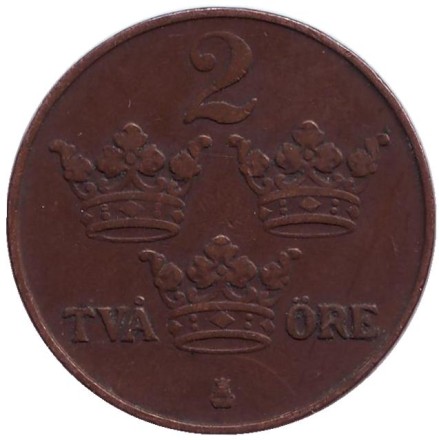 Монета 2 эре. 1914 год, Швеция.