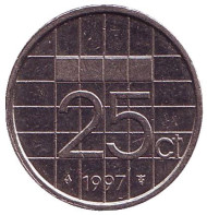 Монета 25 центов. 1997 год, Нидерланды. Монета 25 центов. 1997 год, Нидерланды.
