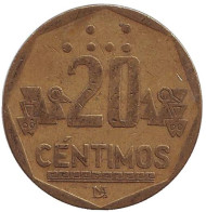 Монета 20 сентимов. 2000 год, Перу. Монета 20 сентимов. 2000 год, Перу.