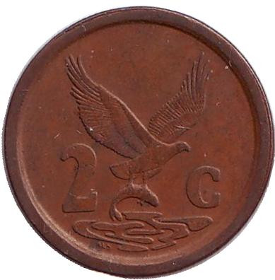 Монета 2 цента. 1993 год, ЮАР. Орёл.