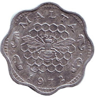 Пчела. Монета 3 милля. 1972 год, Кипр.