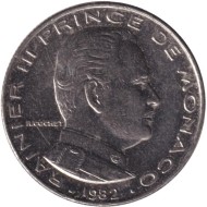 Монета 1/2 франка. 1982 год, Монако. Монета 1/2 франка. 1982 год, Монако.
