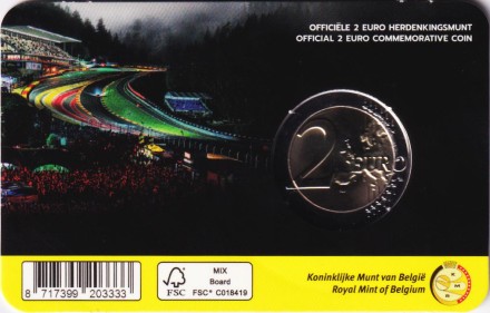Монета 2 евро. 2025 год, Бельгия. Автодром Спа-Франкоршам. (Надпись: Belgique).