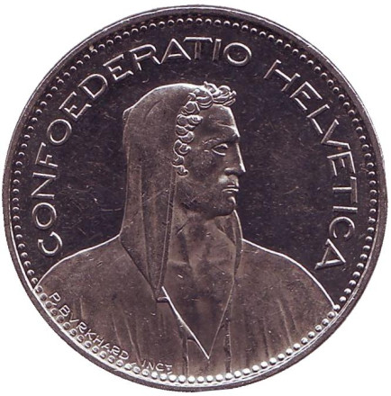 Монета 5 франков. 2013 год, Швейцария. Вильгельм Телль.