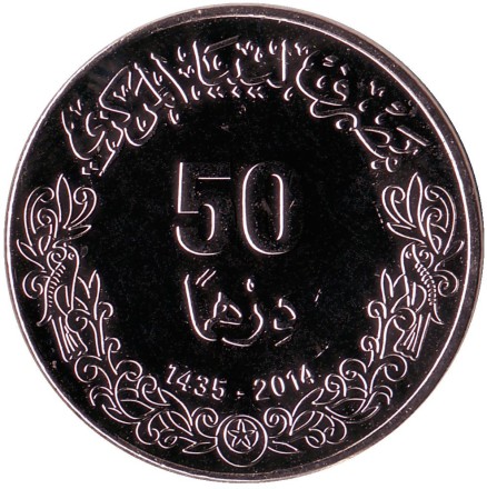 Монета 50 дирхамов. 2014 год, Ливия. Колодец.