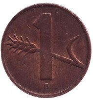 Монета 1 раппен. 1950 год, Швейцария.